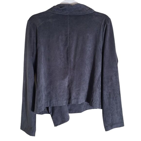 Lysse Women's Size Medium Vegan Suede Zip Moto Jacket Blue-Gray - Picture 2 of 8